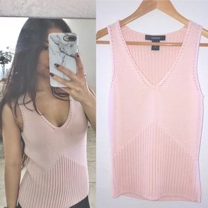 Express Woven Tank, Soft Rose Petal Pink Knit Top